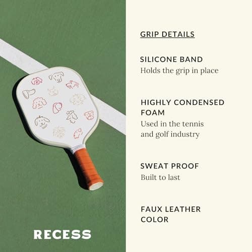 Recess Premium Pickleball Paddle - Strong & Durable Fiberglass Surface, Lightweight, Honeycomb Core & Comfort Grip Handles - Tournament or Casual Play, USAPA Approved