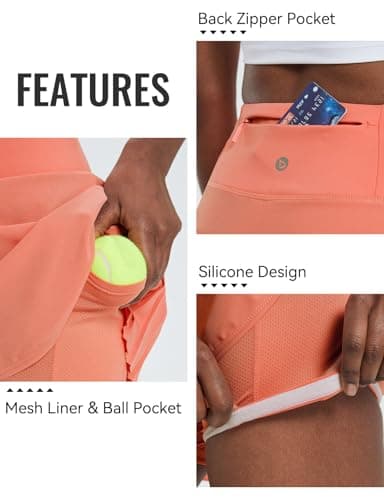 baleaf Women's Pleated Tennis Skirt Golf Skorts for Woman High Waisted Lightweight Athletic Shorts Pockets