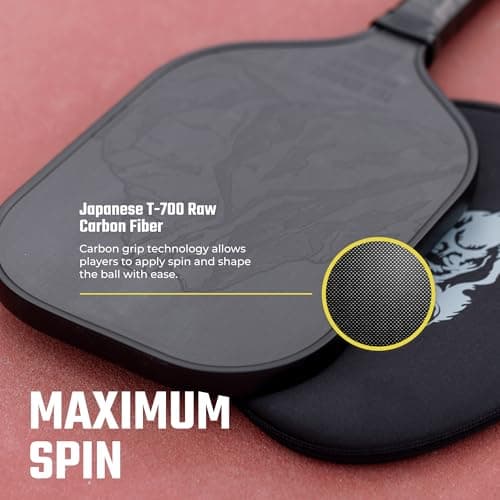 Carbon Fiber Pickleball Paddle - Raw Toray T700 Surface Provides Maximum Ball Spin | Elongated or Widened Pickleball Racket Shapes Available - Paddle Customization Kit Included