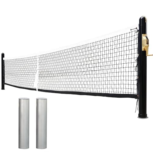 In-Ground Pickleball Net System,Pickleball Set with Net,Heavy-Duty, Regulation Size,Brass Winder, Galvanized Sleeves,Tournament-Grade for Outdoor & Indoor Courts