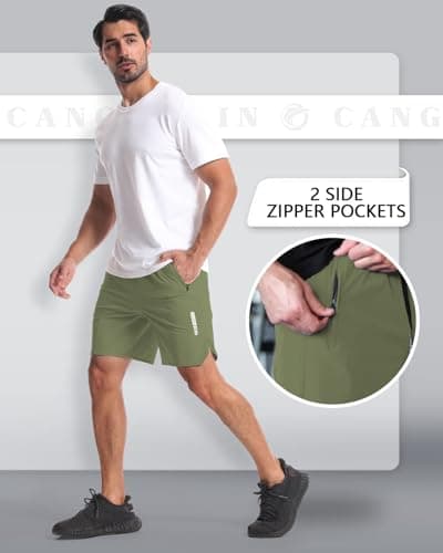CANGHPGIN 2 Pack Mens Workout Athletic Shorts 7 inch Inseam Quick Dry Hiking Shorts Men Lightweight Sports Gym Shorts Running