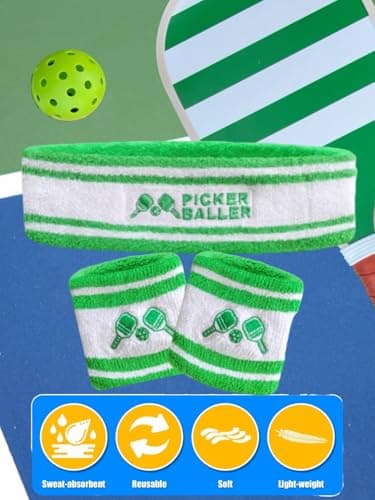 Pickleball Headband, Pickleball Golf Tennis Great Gift or for Your Sports or Team Wristband Sports Band Set Including Towel Wrist and Head Sweatbands