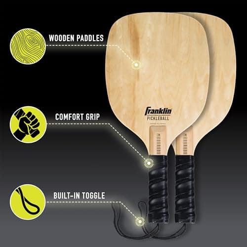Franklin Sports Complete Half Court Size Pickleball Net Set - Includes 10ft Net, (2) Paddles, and (2) X-40 USA Pickleball Approved Balls
