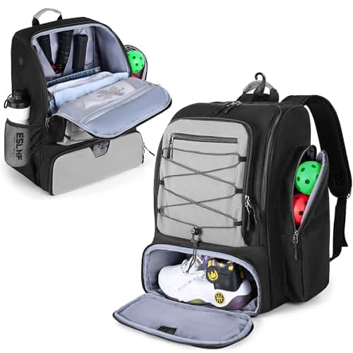 Pickleball Bag for 4 Paddles with Shoe Compartment, Pickleball Backpack with Fence Hook for Pickleball Accessories