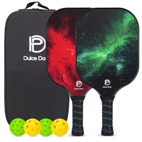 DULCE DOM Pickleball Paddles Set of 2/4 - USAPA Approved, Fiberglass Surface Pickleball Racket with 4 Indoor Outdoor Pickleball Balls and Pickleball Bag, Ideal Training Equipment Gift for Men & Women