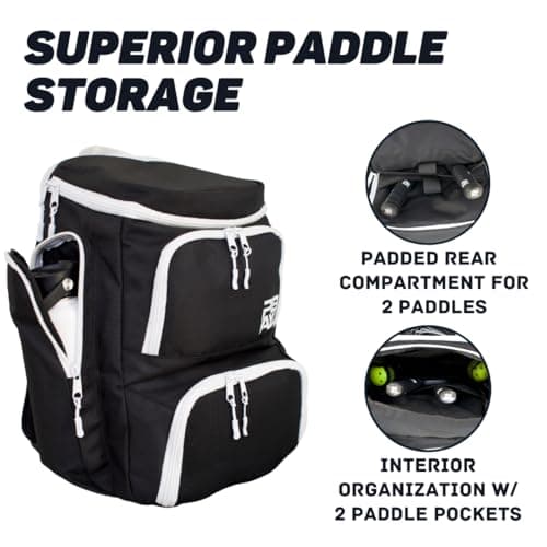 Pickleball Bag for Men and Women - Fits 2 to 4 Paddles - Shoe Compartment, Fence Hook, Storage Pockets for Water Bottles, Pickleballs, Clothing, Racquet/Paddle Storage - Pickle Ball Backpack