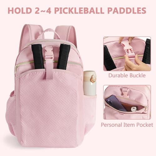 Pickleball Bag Backpack for Women Holds 4 Paddles, Large Pickle Ball Bag Pickleball Paddle Backpack for Men