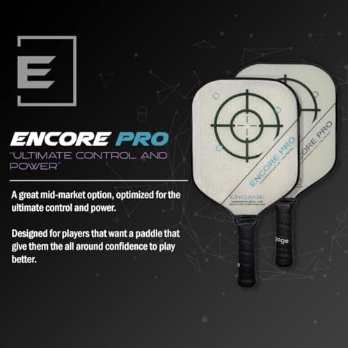 Engage Encore Pro Pickleball Paddle | USAPA Approved | Textured FiberTEK Fiberglass Face & ControlPRO Polymer Core