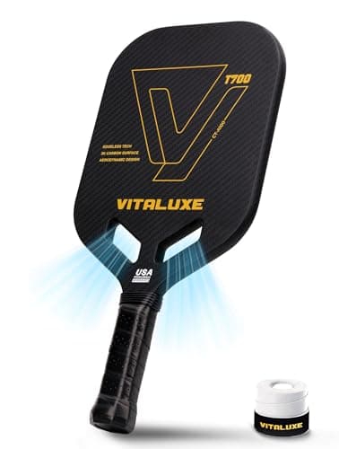 Carbon Fiber Pickleball Paddle, Edgeless T700+3K Textured Carbon Friction Surface，Thermoformed Pickleball Paddle with Aerodynamic Design Used for tournaments, Power & Control & Spin Max