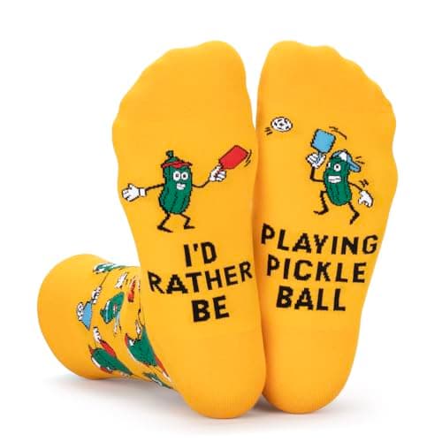 Funny Novelty Pickleball Socks for Adults - Pickle Ball Gifts Colorful Unisex Crew Length One Size Socks