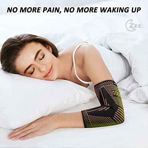Copper Elbow Brace Compression Sleeves for Pain Relief Men Women, Arm Support Forearm Pads Braces for Tendonitis,Tennis, Golfers, Arthritis, Weight lifting