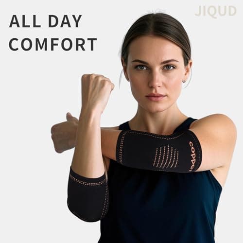 Elbow Brace for Tendonitis and Tennis Elbow for Women,Copper Elbow Compression Sleeve for Golfers Elbow Pain Relief | Arm Support Fit for Men Weight lifting Workouts, Recovery, Arthritis