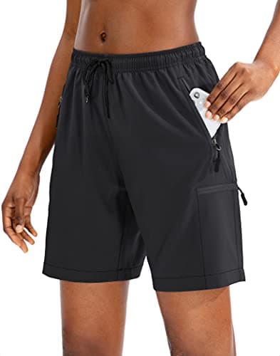 SANTINY Women's 5''/ 7''/9'' Hiking Cargo Shorts Quick Dry Lightweight Summer Shorts for Women Athletic Golf Zipper Pockets