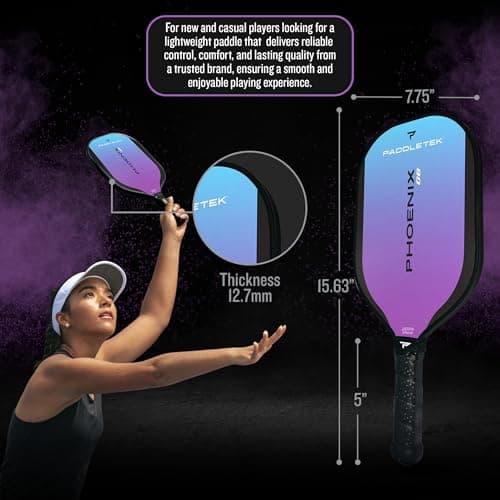 Paddletek Phoenix G6 Pickleball Paddle | Professional Pickleball Paddles with Honeycomb Core, Polycarbonate Surface, Graphite PolyCore & High Tack Performance Grip | USAPA Approved