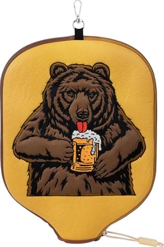 Big Crazy Pickleball Paddle Cover, Pickleball Paddle Case, Pickleball Paddle Covers for Paddle Protect, Bear Flamingo Pickleball Cover with Zipper, Pickleball Gift