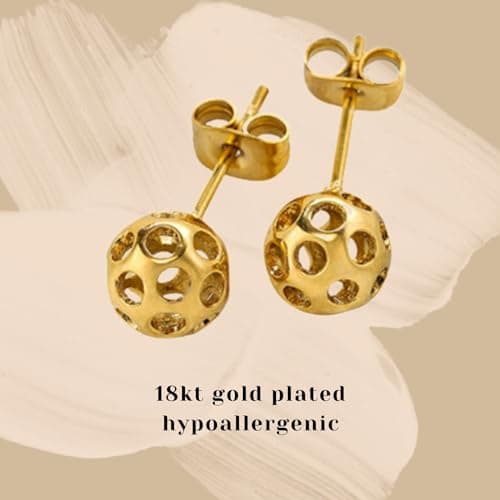 Pickleball Earrings Jewelry for Women Gold 18KT Best Gift Present for Her Hypoallergenic Feminine Accessories