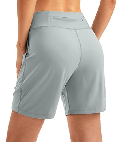 SANTINY Women's 6'' Athletic Long Shorts with 4 Pockets High Waisted Bermuda Shorts for Women Walking Running Casual