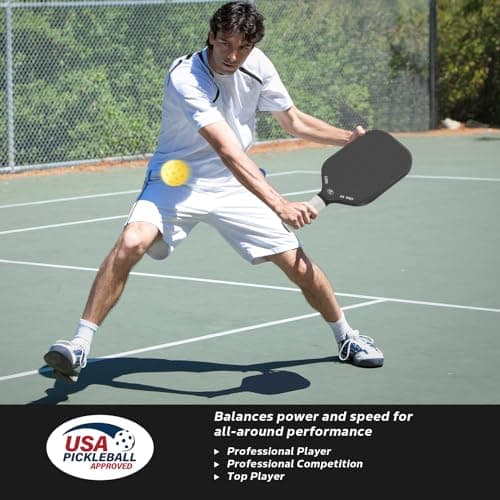 CZRR Pickleball Paddle, USA Pickleball Approved, 3K Raw Carbon Fiber Surface (CFS) High Grit & Spin, with 16MM Polypropylene Honeycomb Core, Ideal for Novice and Professional Players