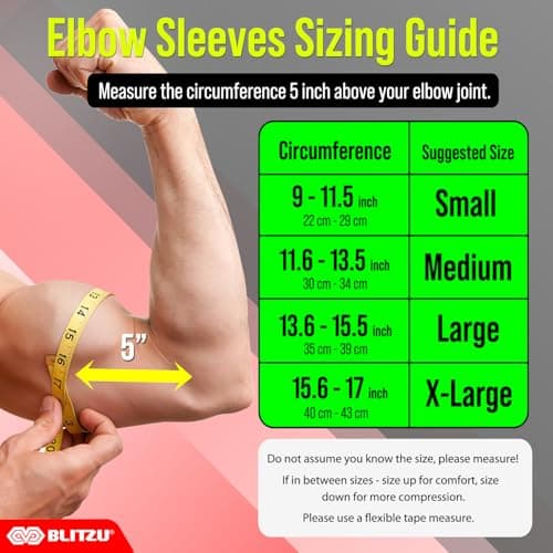 BLITZU 2 Pack Elbow Compression Sleeve, Tennis Elbow Brace Support for Golfer's, Arthritis, Bursitis & Tendonitis Treatment & Pain. Great for Gym Workout, Weightlifting. Black Large.