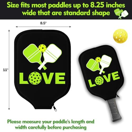 Poen 4 Pcs Ball Paddle Covers 8.5 x 11 Inch Protective Paddle Cover Racket Sleeve Bag with Zipper Universal Case Size Fits up to 8.25 in Wide for ball Sports Men Women Gift