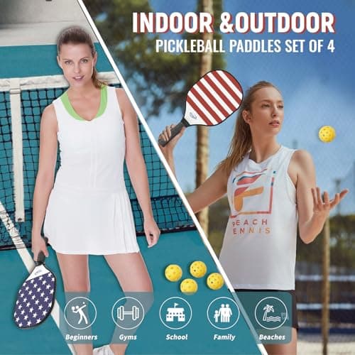 Pickleball Paddles Set of 4,USAPA Approved,4 Indoor&Outdoor Pickleball Balls, Carrying Bag, 4 Cooling Towels,4 Pack Paddles,Pickleball Paddles Pack Gifts for Beginner&Pro