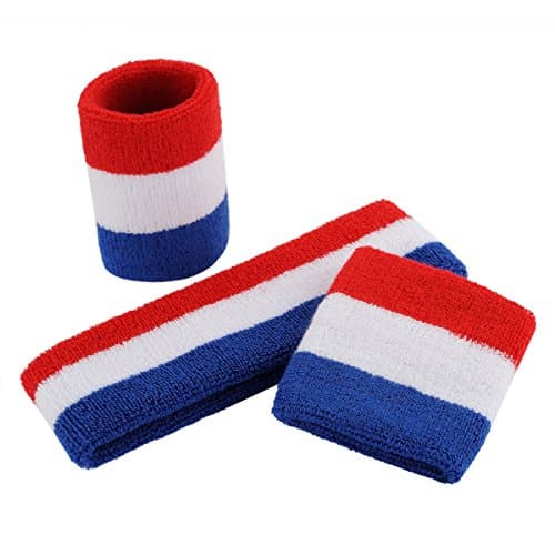 ONUPGO Sweatband Set Sports Headband Wristband Set Sweatbands Terry Cloth Wristband Wrist Sweatband Headbands Moisture Wicking Sweat Absorbing Head Band