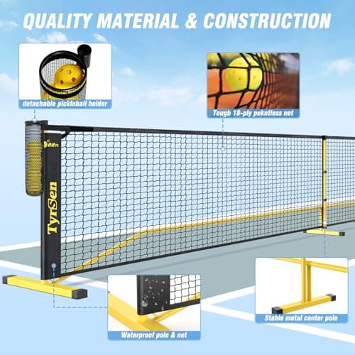 Portable Pickleball Net for Driveway, 22 FT Regulation Size & 11 FT Half Court Size Pickle Ball Net with Ball Collector, 2-in-1 Pickle Ball Net with Carry Bag for Garages Backyard