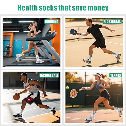 Newluck Pickleball Socks Sport,Running,Calf,Compression,Apparel,Performance Cushione,Breathable,Crew Sock for Men Women(3Pairs)