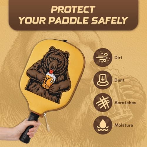 Big Crazy Pickleball Paddle Cover, Pickleball Paddle Case, Pickleball Paddle Covers for Paddle Protect, Bear Flamingo Pickleball Cover with Zipper, Pickleball Gift