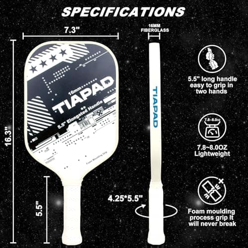 Pickleball Paddles Set of 2/4, USAPA Approved, Foam Molding 5.5" Long Handle, Lightweight, Fiberglass 16mm, Textured Surface, Elongated Pickle Ball Rackets 2 Pack for Beginner