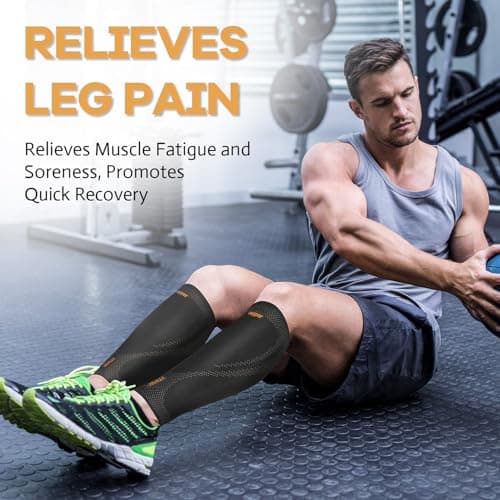 Copper Calf Compression Sleeves for Men and Women, Leg Compression Sleeve for Shin Splint Relief, Calf Sleeves for Men Running, Fitness (1 Pair)