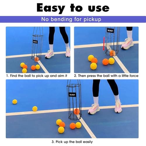 Portable Pickleball & Tennis Ball Collector - Pickleball Retriever Basket Carrier Gatherer Picker Hopper Container for Picking and Storage Training Tool for Ball
