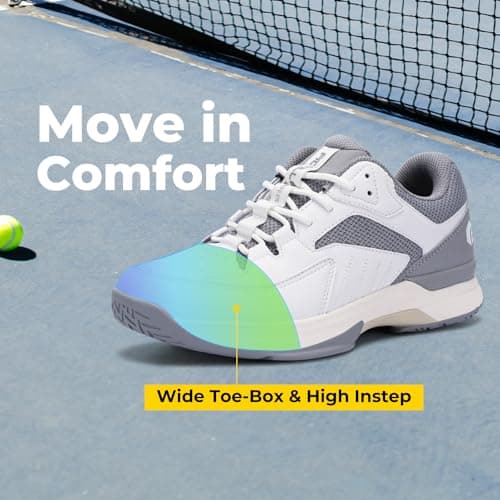 FitVille Men‘s Wide Pickleball Shoes All Court Tennis Shoes with Arch Support for Plantar Fasciitis