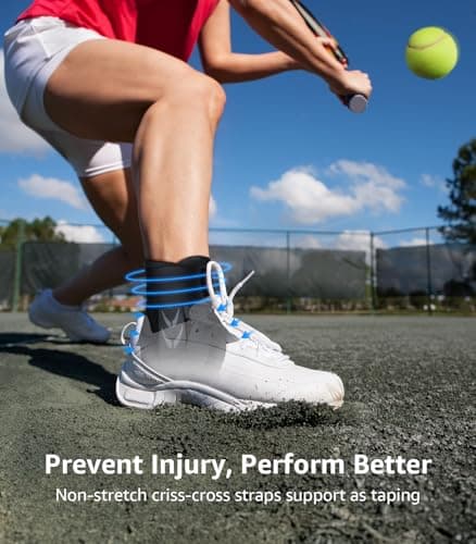 Slim-Fit Ankle Brace for Sprained Ankle, Quick Lace Up Ankle Support for Women Men With 2 Auto-Shaped Pads, Air Fabric Cool Ankle Stabilizer for Injury Recover, Running,Sports, M(12”-13”)