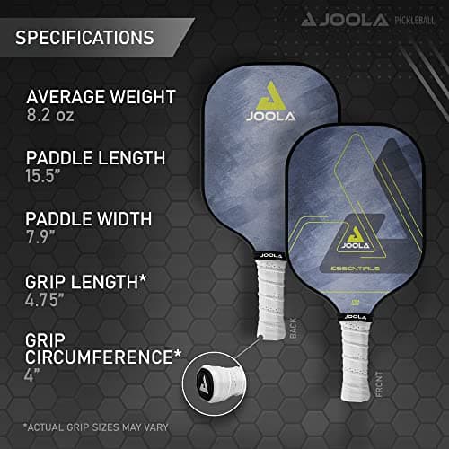 JOOLA Stratos or Essentials Pickleball Paddle – Reinforced Fiberglass Surface, Honeycomb Polypropylene Core, USAPA Approved, Durable & Beginner-Friendly Pickleball Racket with Comfortable Grip