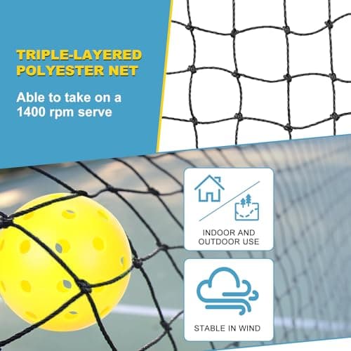 Pickleball Net with Wheels, Portable 2-in-1 Pickle Ball Net with Ball Collector,22FT Regulation Size & 11FT Half Court Size, Carry Bag, Steady Metal Frame for Outdoor Indoor Driveway