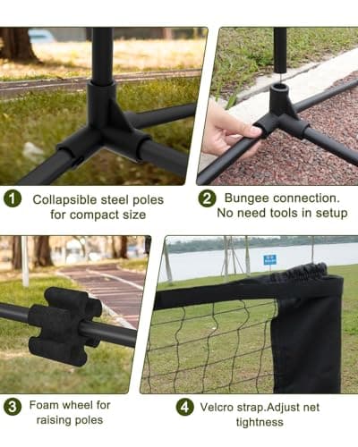NQV Pickleball Set with Net-10FT Half Court Size Pickleball Net+Wood Pickleball Paddles+Pickle Balls+Ball Retrievers, Portable Outdoor Driveway Indoor for Adults Beginners