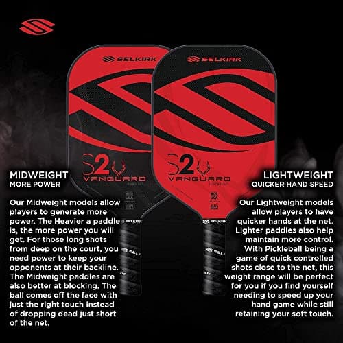 Selkirk Vanguard Hybrid Polypropylene X5 Core & Vanguard Power Polypropylene X6 Core Pickleball Paddles | Carbon Fiber Lightweight Pickleball Paddle & Midweight Pickle Ball Paddles |Made in The USA |