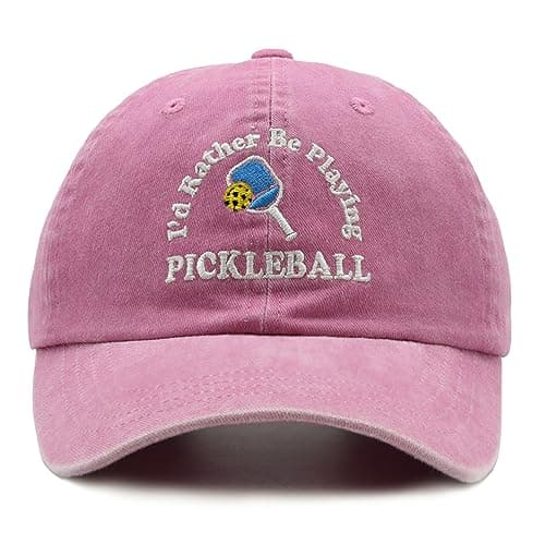 Pickleball Hat, I'd Rather Be Playing Pickleball Baseball Cap, Adjustable Washed Baseball Cap for Men Women