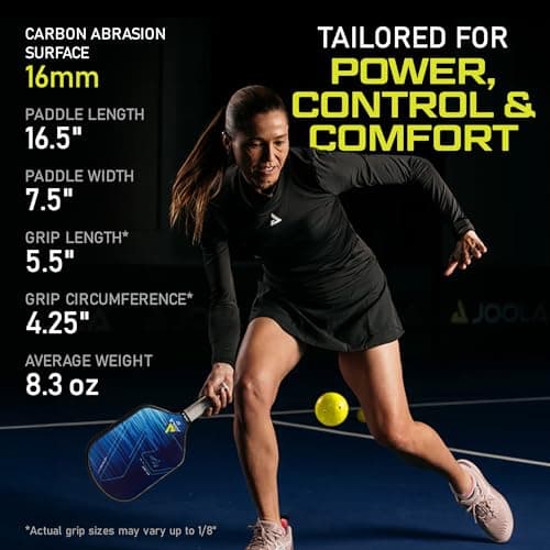 JOOLA Ben Johns Hyperion Pickleball Paddle - Carbon Surface & Sure-Grip Elongated Handle - Increased Power and Spin - Carbon Fiber Pickleball Paddle - Honeycomb Polypropylene Core - USAPA Approved