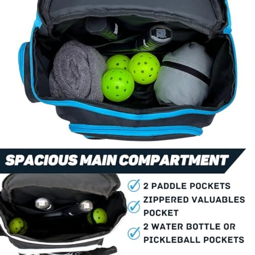 Pickleball Bag for Men and Women - Fits 2 to 4 Paddles - Shoe Compartment, Fence Hook, Storage Pockets for Water Bottles, Pickleballs, Clothing, Racquet/Paddle Storage - Pickle Ball Backpack