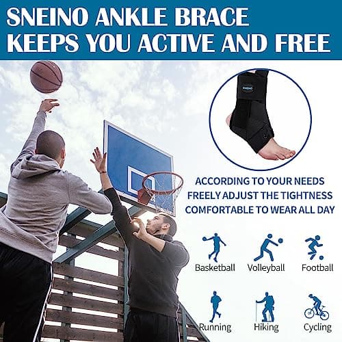 SNEINO Ankle Brace for Women & Men - Ankle Support Brace for Sprained Ankle, Ankle Stabilizer for Achilles, Tendon, Sprain, Injury Recovery, Lace up Ankle wrap for Running, Basketball, Volleyball (Large)