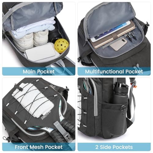G4Free Pickleball Bag, Pickleball Backpack for Women and Men, Padel Bag Fits 2 to 4 Paddles, Gifts for Pickleball Lovers