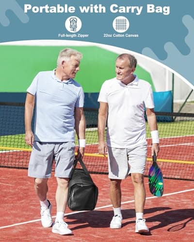 Pickleball Net Set, Portable Pickleball Set w/Wheels, 11ft & 22ft Regulation Size Pickel Ball Net, Set of 4 Balls and Paddles, Heavy Duty Frame for Backyard Driveway Outdoor