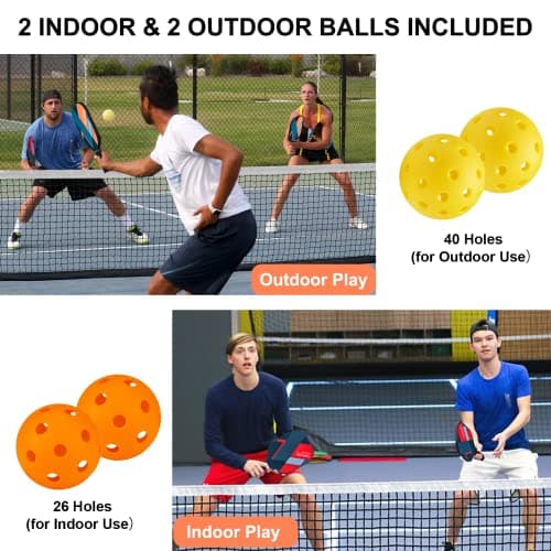 Pickleball Paddles, USAPA Standard Fiberglass Surface Pickleball Paddles Set of 2 or 4 Rackets, Pickleball Set with 4 Pickleball Balls &1 Pickleball Bag, Pickle Ball Paddle Set for Men, Women