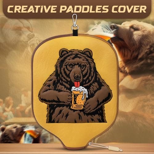 Big Crazy Pickleball Paddle Cover, Pickleball Paddle Case, Pickleball Paddle Covers for Paddle Protect, Bear Flamingo Pickleball Cover with Zipper, Pickleball Gift