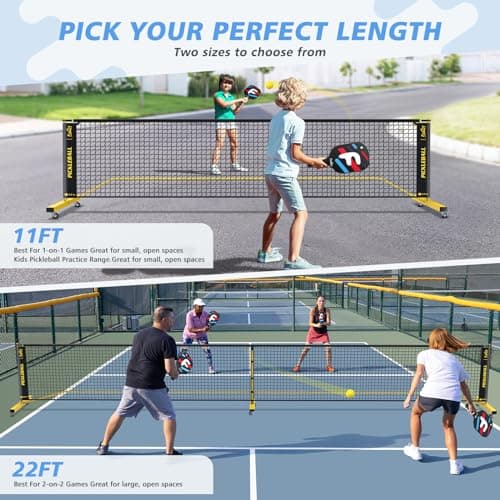Fostoy Portable Pickleball Net with Wheels, Pickleball Set with 4 Fiberglass Paddles & 6 Pickleballs, Carry Bag, for Backyards Driveways and Garages
