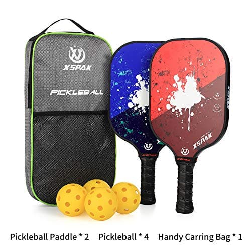 XS XSPAK Pickleball Paddles Sets, USAPA Graphite Face/Carbon Fiber and Polypropylene Honeycomb Core, Anti-Slip Sweat-Absorbing Soft Cushion Grip, Pickleball Set of 2 with 2-4 Balls and 1 Bag/Backpack