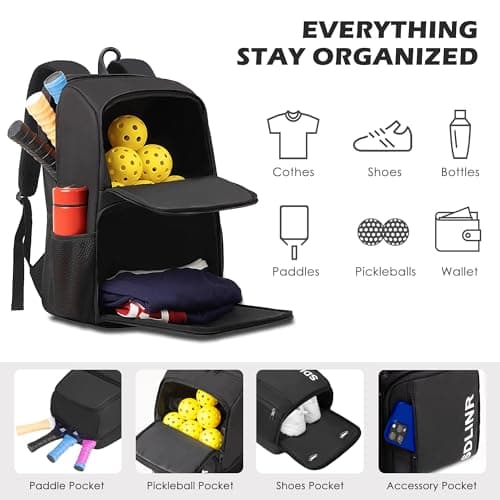 Pickleball Bag Fits 4 to 10 Paddles, Large Pickleball Backpack with Shoe Compartment and Fence Hook,Pickleball Gifts for Men Women
