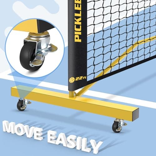 Fostoy Portable Pickleball Net with Wheels, Pickleball Set with 4 Fiberglass Paddles & 6 Pickleballs, Carry Bag, for Backyards Driveways and Garages